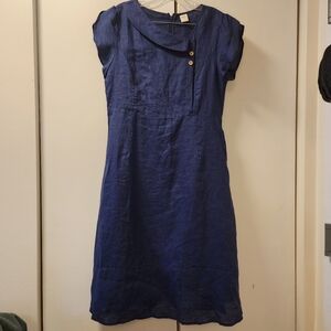 Lintico Linen A-line Navy Dress Lagenlook Coastal Minimalist Large